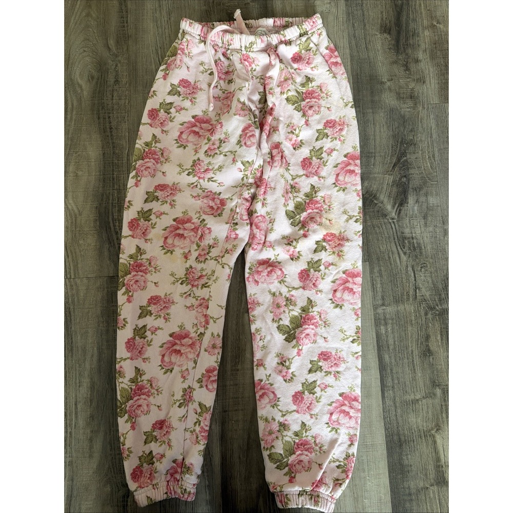 LoveShackFancy x BANDIER Pink Floral Sweatpants Jogger Sz XS